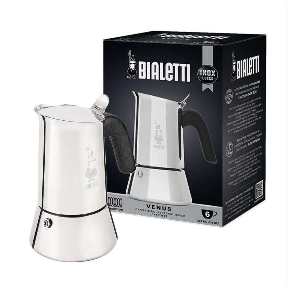 Bialetti - New Venus Induction, Stovetop Coffee Maker, 6 cup stainless silver